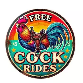 Винтажная алюминиевая табличка с изображением петуха - 8x8 дюймов | Идеальный подарок для мужского украшения пещеры, забавное настенное искусство для курятника, бара, сада, гаража чёрный