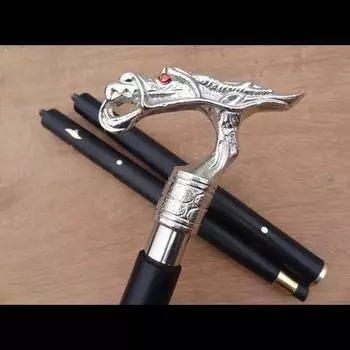 Винтажная алюминиевая трость с ручкой дракона, деревянная дизайнерская коричневая трость 36 Inch чёрный