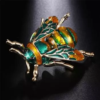 Винтажная эмалевая брошь-булавка в виде пчелы, рубашка, металлическая булавка в виде животного, аксессуары для одежды зелёный