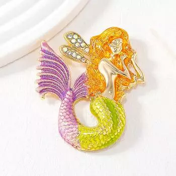 Винтажная эмалевая брошь-русалка, корсаж, бриллиантовая модная брошь-русалка, антикварные аксессуары для одежды