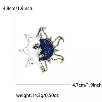 Винтажная эмалевая брошь в виде солнца на половину лица, модный темперамент, мужские и женские костюмы, свитер, корсаж, ювелирные изделия, булавка