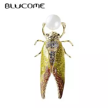 Винтажная эмалированная брошь Blucome в виде божьей коровки для мужчин и женщин, костюм, шарф, булавки для хиджиаба зелёный