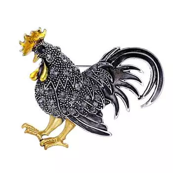 Винтажная эмалированная брошь в виде петуха, булавки для мужчин, унисекс, модная инкрустация стразами, металлические броши с животными, роскошный дизайн, ювелирные изделия, подарки