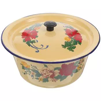 Винтажная эмалированная миска для жира с крышкой, кухонная миска для смешивания, домашняя эмалированная емкость для приправ, масла, идеально подходит для новоселья