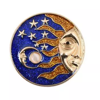 Винтажная эмблема «Млечный путь» со звездой и луной, круглая брошь с каплями масла и бриллиантами, жемчугом, брошь, аксессуары