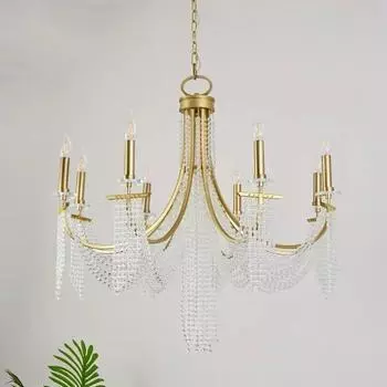 Винтажная американская хрустальная люстра с бусинами, цепочкой, искусство, современная роскошная люстра для вестибюля отеля, украшение для гостиной, освещение