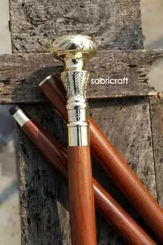 Винтажная антикварная трость деревянная трость серебряная латунная ручка ручка подарок M аэро