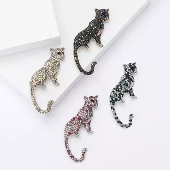 Винтажная атмосферная брошь в виде гепарда из сплава со стразами, модная универсальная мужская брошь для кардигана, пальто, корсажа, аксессуары, булавка