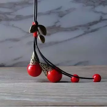 Винтажная этническая цепочка для свитера, бижутерия, индивидуальность, аксессуары для девушек и женщин, керамическое ожерелье с подвеской из бусин, украшение A