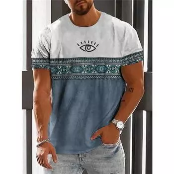Винтажная этническая футболка с 3D принтом, одежда с круглым вырезом, мужские топы, футболка большого размера с короткими рукавами, летняя свободная мужская уличная одежда, мужская одежда S