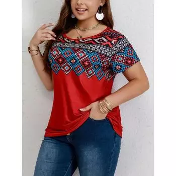 Винтажная этническая графическая мужская футболка с принтом, уличная повседневная футболка с круглым вырезом и коротким рукавом, модная женская свободная одежда, пуловер S