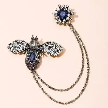 Винтажная бахрома пчела цепочка брошь модный костюм булавка аксессуары светлый роскошный бахрома кардиган воротник булавка одежда