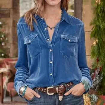 Винтажная бархатная офисная повседневная блузка, женская мода, свободные элегантные рубашки с длинными рукавами, женская одежда, осенние женские топы на пуговицах 30089 S зелёный