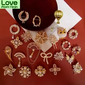 Винтажная барочная брошь-цветок, западные ретро-дворцовые броши-жемчужины, женская золотая корсажная нашивка