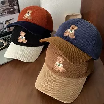 Винтажная бейсболка Bear, регулируемая кепка Y2k, модная вышитая бейсболка для женщин Style 1