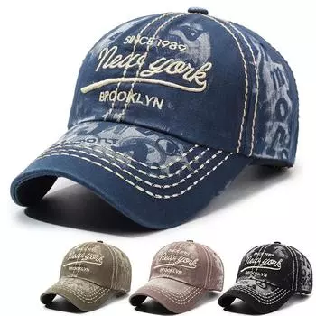 Винтажная бейсболка мужская кепка с вышитыми буквами бейсболка женская уличное солнцезащитное кепка чёрный