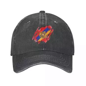 Винтажная бейсболка с хвостиком Snapback, солнцезащитная шляпа с флагом Армении, весенне-осенняя кепка, шапки с армянским флагом, винтажная хлопчатобумажная кепка с флагом Армении One Size