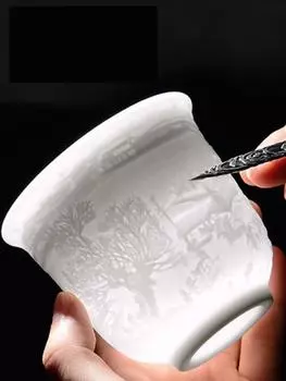 Винтажная белая переносная керамическая чашка для чая, китайская резьба, резная чашка для чая, кунг-фу, да Гонконг, набор для чая улун, 160 мл, 220 мл 200-400ml