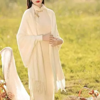 Винтажная белая шаль, новая для осени, теплая и удобная, простая и удобная в носке, для зимы, свитер белого цвета, повседневный вязаный one size белый