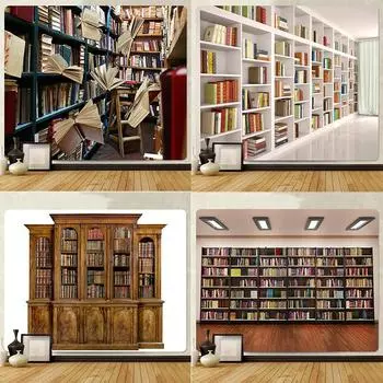 Винтажная библиотека книжная полка гобелен офис гостиная украшение домашний настенный гобелен 100x75cm