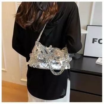 Винтажная бисерная сумочка женская блестящая цепочка повседневные сумки через плечо женская фея ядро эстетическая сумка-мессенджер