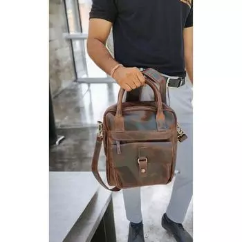 Винтажная боковая сумка Oil Pull-Up, подарок для него и ее, сумка унисекс 13 x 11 x 4 in коричневый