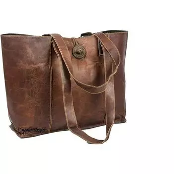 Винтажная большая сумка из натуральной кожи, сумка-шоппер, сумка на плечо для женщин, офисная сумка для ноутбука 16 x 13 x 6 in коричневый