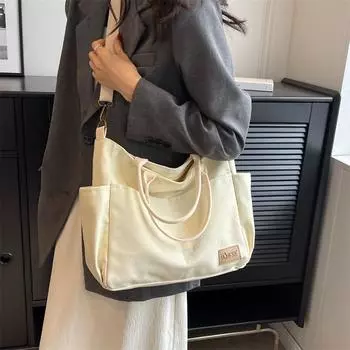 Винтажная большая сумка-тоут, парусиновая сумка в стиле ретро, женская повседневная сумка чёрный