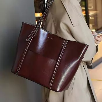 Винтажная большая вместительная дизайнерская сумка Sense, модная мягкая сумка из коровьей кожи для поездок на работу, женская новая высококачественная популярная сумка (30cm<Max Length<50cm)