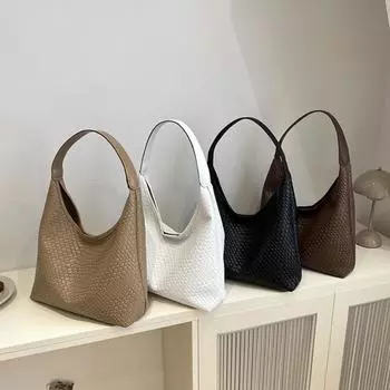 Винтажная большая вместительная сумка-тоут из искусственной кожи Old Money, женская повседневная большая вместительная сумка-хобо через плечо для поездок на работу и обратно 34.5x11x35.5cm белый