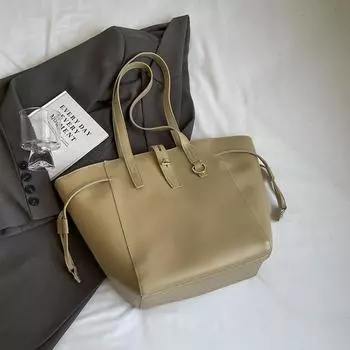 Винтажная большая вместительная сумка-тоут для женщин, корейские простые сумки через плечо для поездок на работу, новые осенне-зимние дорожные сумки из искусственной кожи (30cm<Max Length<50cm)