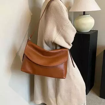Винтажная большая вместительная женская сумка-тоут осень-зима повседневная мягкая сумка из искусственной кожи на плечо модная сумка-мессенджер (30cm<Max Length<50cm)