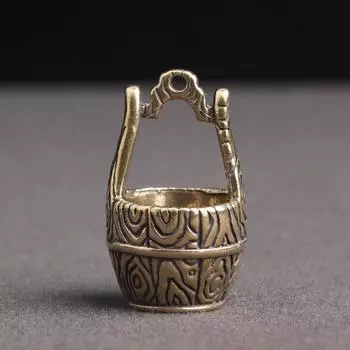 Винтажная бронзовая скульптура из латуни, статуэтки ведра благословения, старая модель мебели, миниатюры ведра удачи, креативный брелок-подвеска светло-серый
