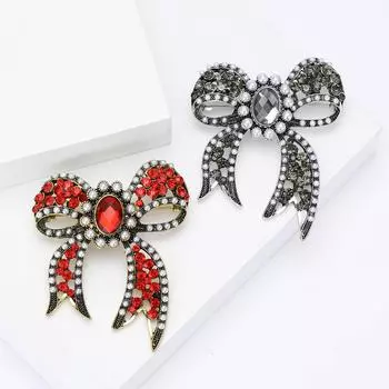 Винтажная брошь-бантик из сплава в стиле барокко со стразами, изысканная универсальная женская одежда, украшение для корсажа