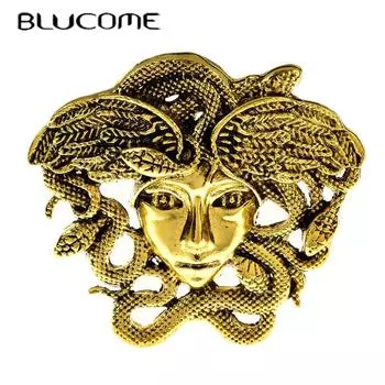 Винтажная брошь Blucome Медуза, змеиные волосы, женская булавка для лица, ретро-ювелирные изделия, 2 цвета, модные аксессуары серебряный