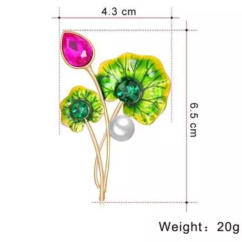 Винтажная брошь-булавка в виде цветка, простая окрашенная брошь в виде листа лотоса, булавка из сплава