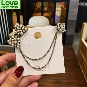 Винтажная брошь-цепочка в виде банта в виде дворца для женщин, аксессуары для праздничной одежды, маленькие броши с ароматом ветра