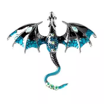 Винтажная брошь-дракон для мужчин и женщин, летающая нога и булавка с изображением животного, ювелирные изделия синий