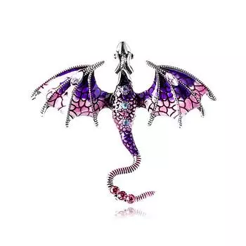 Винтажная брошь-дракон для мужчин и женщин, летающая нога и булавка с изображением животного, ювелирные изделия фиолетовый