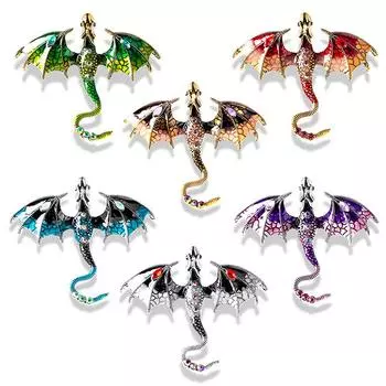 Винтажная брошь-дракон для мужчин и женщин, летающая нога и булавка с изображением животного, ювелирные изделия чёрный
