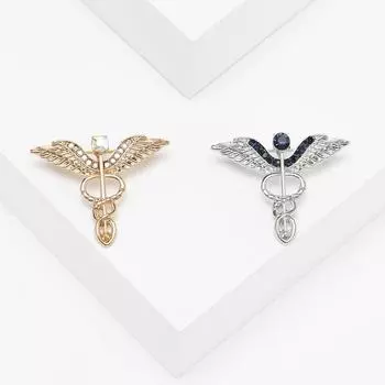 Винтажная брошь из сплава со стразами в виде крыльев ангела, модная креативная брошь для мужского и женского костюма, пальто, корсаж, ювелирное украшение