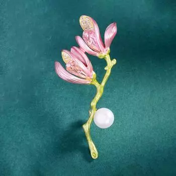 Винтажная брошь «Магнолия», жемчужная брошь высшего качества, нежная брошь с кристаллами в виде цветка премиум-класса