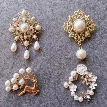 Винтажная брошь на пальто с жемчугом в виде оленя, пуговица для кардигана, женская шляпа, брошь для куртки, аксессуары