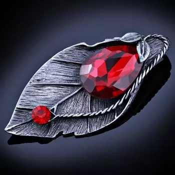 Винтажная брошь-подвеска в виде листа из кристаллов, двойного назначения, аксессуары для женского кардигана и свитера, старинный серебряный корсаж красный