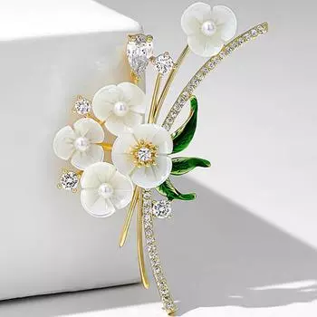 Винтажная брошь с цветком и жемчугом, булавка с кристаллами и стразами, ювелирные изделия, подарки для свадебной вечеринки