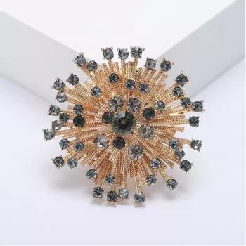 Винтажная брошь с цветком со стразами, женское пальто, элегантная брошь, ювелирные изделия высокого качества, осенняя булавка