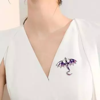 Винтажная брошь с капающим маслом летающим драконом, горный хрусталь, мультяшная эмаль, форма животного, мужская и женская одежда, шляпа, сумка, булавка с лацканами, модные ювелирные изделия, подарок красный