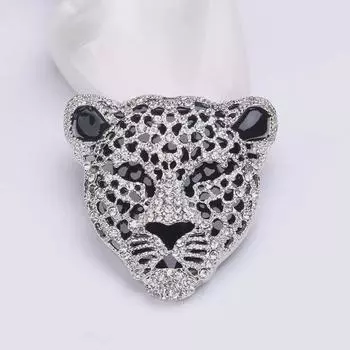 Винтажная брошь с леопардовым принтом и стразами: Стильная булавка в виде животного для одежды серебряный