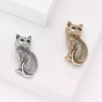 Винтажная брошь с милым котом для женщин, ювелирные изделия, подарок, брошь в виде животного, булавки, подарок золотой