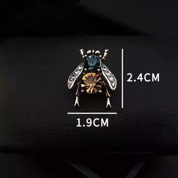 Винтажная брошь со стразами в виде пчелы, трендовый креативный корсаж с насекомыми, креативная булавка зелёный